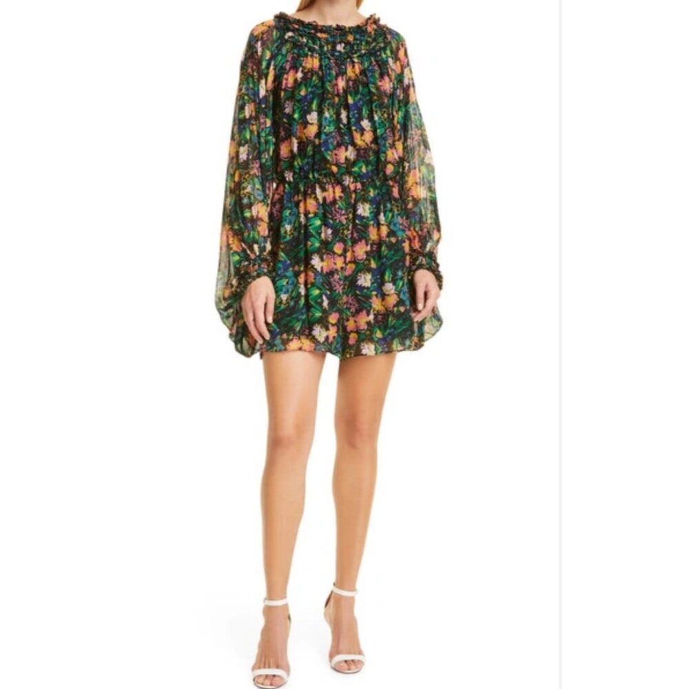 Ted Baker London Verine Blouson Sleeve Playsuit, Black/Multi‎ floral sz 12